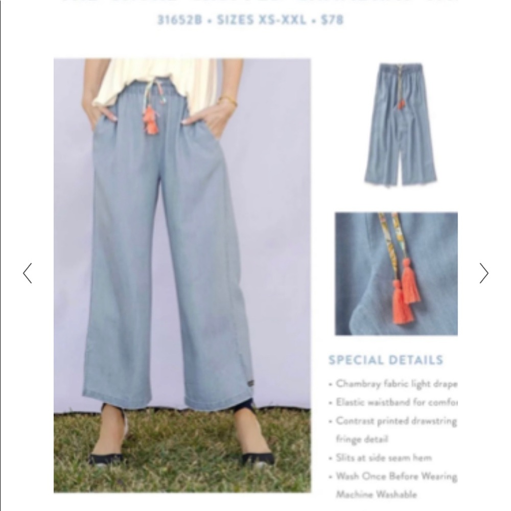 Matilda Jane chambray wide leg pant, size Large